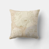 Vintage Floral Face Line Pattern (1) クッション (裏面)