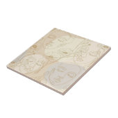 Vintage Floral Face Line Pattern (1) タイル (側面)