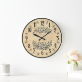 Vintage Floral Farmhouse Wall Clock ラージ壁時計 (ホーム)