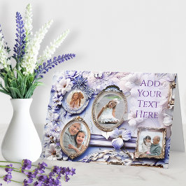 Vintage Floral Frame Collage with Soft Lavender シーズンカード