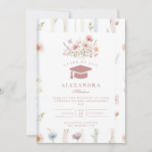 Vintage Floral Frame Graduation 招待状 (正面)