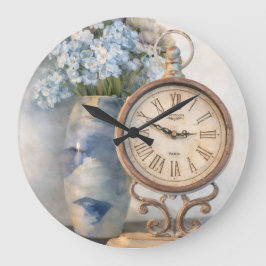 Vintage Floral French Country Clock Decor ラージ壁時計