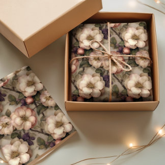 Vintage Floral Garden Romantic Pink and Cream 薄葉紙