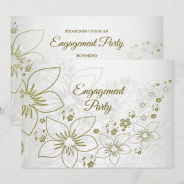 Vintage Floral Greenery Elegant Engagement Party 招待状