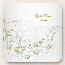 Vintage Floral Greenery Elegant Wedding Party コースター