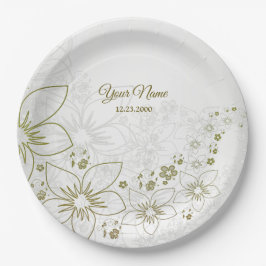 Vintage Floral Greenery Elegant Wedding Party ペーパープレート