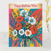 Vintage Floral Happy Birthday Card カード (黄色い花)