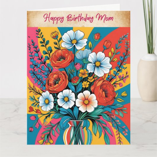 Vintage Floral Happy Birthday Card カード (正面)