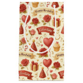 Vintage Floral Heart Birthday Valentine Pattern スモールペーパーバッグ (正面)