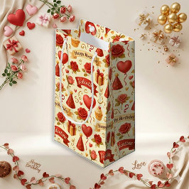 Vintage Floral Heart Birthday Valentine Pattern スモールペーパーバッグ