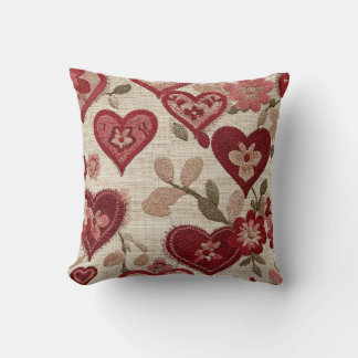 Vintage Floral Heart Tapestry Throw Pillow クッション