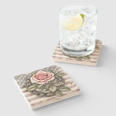 Vintage Floral Horseshoe Stone Coaster  ストーンコースター (横)