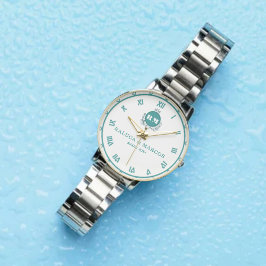 Vintage Floral Monogram Couple's Names & Initials 腕時計