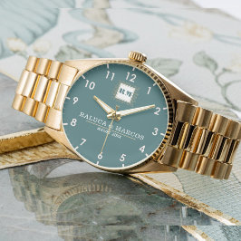 Vintage floral monogram wedding green 腕時計