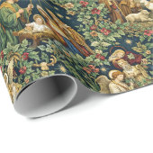 Vintage Floral Nativity on Midnight Blue ラッピングペーパー (ロールコーナー)