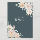 Vintage Floral Navy Blue Wedding Menu メニュー (裏面)