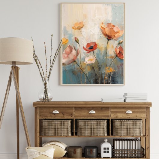 Vintage Floral Oil Painting Poster ポスター