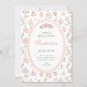 Vintage floral pastel graduation 招待状 (正面)