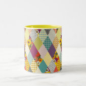 vintage floral patchwork quilt ツートーンマグカップ (中央)