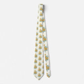 Vintage Floral Pattern Autumn Mustard Yellow ネクタイ (正面)