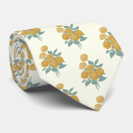 Vintage Floral Pattern Autumn Mustard Yellow ネクタイ