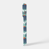 Vintage Floral Pattern Blue & Red iPhoneケース (左側面)