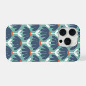 Vintage Floral Pattern Blue & Red iPhoneケース (裏面横)