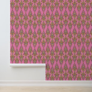 Vintage floral pattern pink color peel and stick 壁紙