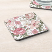 Vintage Floral Pattern with Roses コースター (左側)