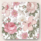 Vintage Floral Pattern with Roses コースター (正面)