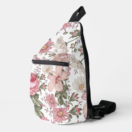 Vintage Floral Pattern with Roses スリングバッグ (右コーナー)