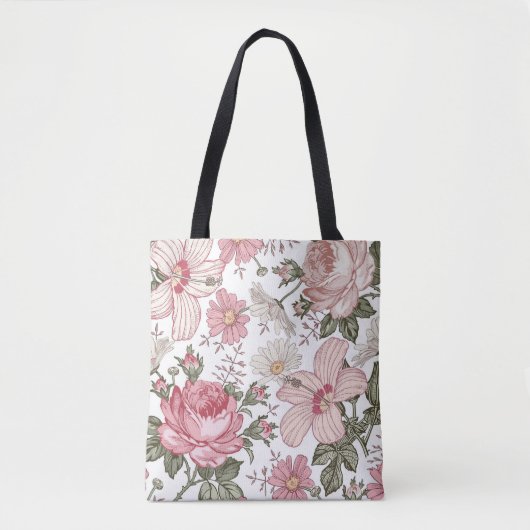Vintage Floral Pattern with Roses トートバッグ (正面)