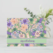 Vintage Floral Pickleball Design 招待状 (スタンド正面)