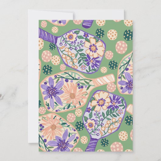 Vintage Floral Pickleball Design 招待状 (裏面)