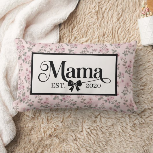Vintage Floral Pink Custom Mama Keepsake ランバークッション (ブランケット)