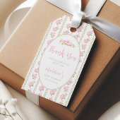 Vintage Floral Pink Rose Baby Shower ギフトタグ