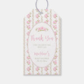 Vintage Floral Pink Rose Baby Shower ギフトタグ (正面)