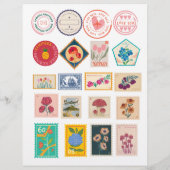 Vintage Floral Postage Stamps & Love Mail stickers (裏面)