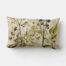 Vintage Floral Print Pillow ランバークッション
