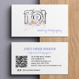 Vintage floral QR code professional photographer 名刺