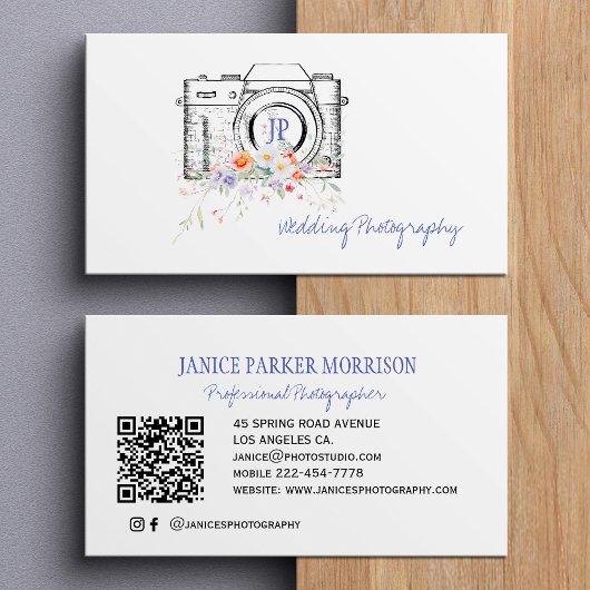 Vintage floral QR code professional photographer 名刺