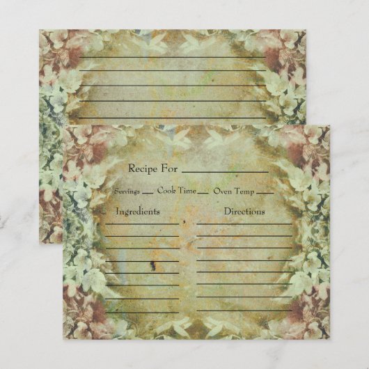 Vintage Floral Recipe Cards (正面/裏面)