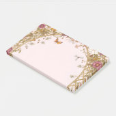 Vintage Floral Romantic Pink Botanical Post-it Not ポストイット (アングル)