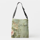 Vintage Floral Rose Greenery  クロスボディバッグ (裏面)