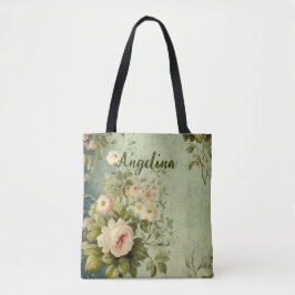 Vintage Floral Rose Greenery  トートバッグ