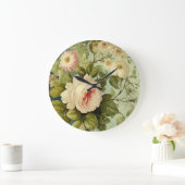 Vintage Floral Rose Greenery  ラージ壁時計 (ホーム)