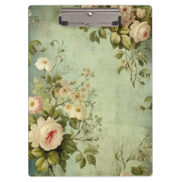Vintage Floral Rose Greenery Decoupage クリップボード
