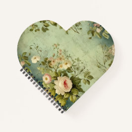 Vintage Floral Rose Greenery Decoupage ノートブック