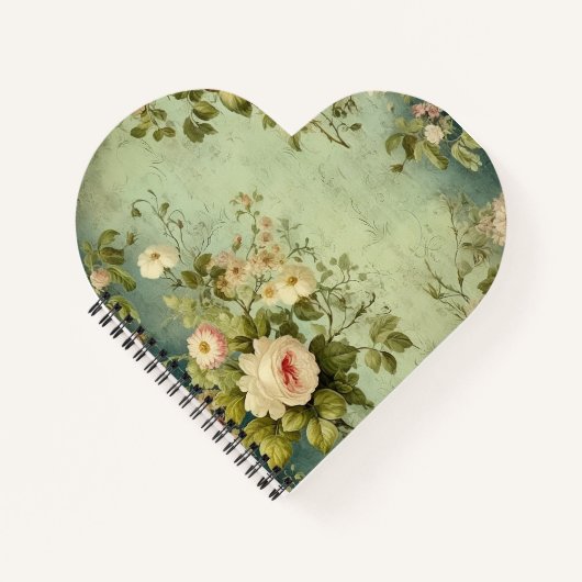 Vintage Floral Rose Greenery Decoupage ノートブック (正面)