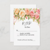 Vintage Floral Rose Wedding RSVP Card (正面/裏面)